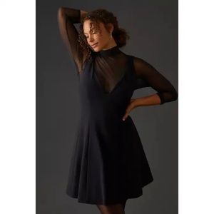 NWT Maeve Black Layered Sheer Mini Dress